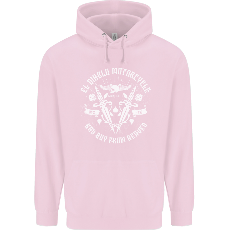 El Diablo Motorcycle Biker Motorbike Mens 80% Cotton Hoodie Light Pink