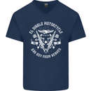 El Diablo Motorcycle Biker Motorbike Mens V-Neck Cotton T-Shirt Navy Blue