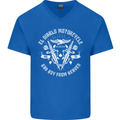El Diablo Motorcycle Biker Motorbike Mens V-Neck Cotton T-Shirt Royal Blue
