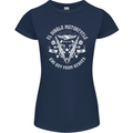 El Diablo Motorcycle Biker Motorbike Womens Petite Cut T-Shirt Navy Blue