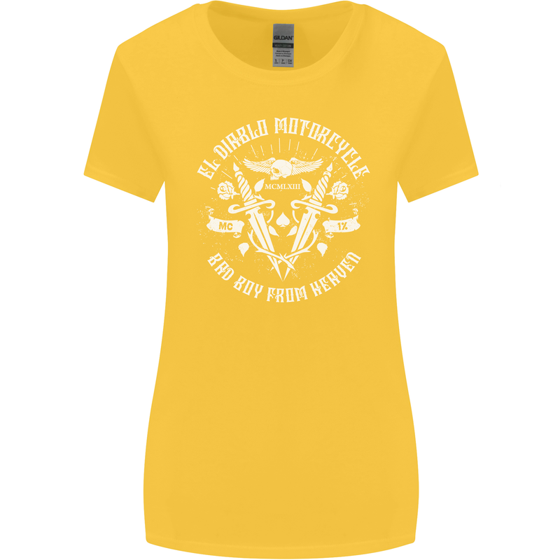 El Diablo Motorcycle Biker Motorbike Womens Wider Cut T-Shirt Yellow
