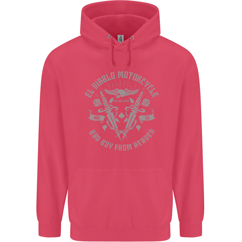 El Diablo Motorcycle Motorbike Biker Childrens Kids Hoodie Heliconia