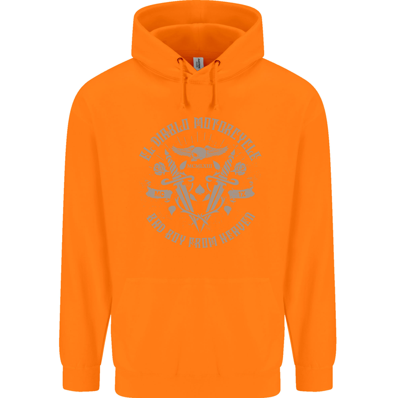 El Diablo Motorcycle Motorbike Biker Childrens Kids Hoodie Orange