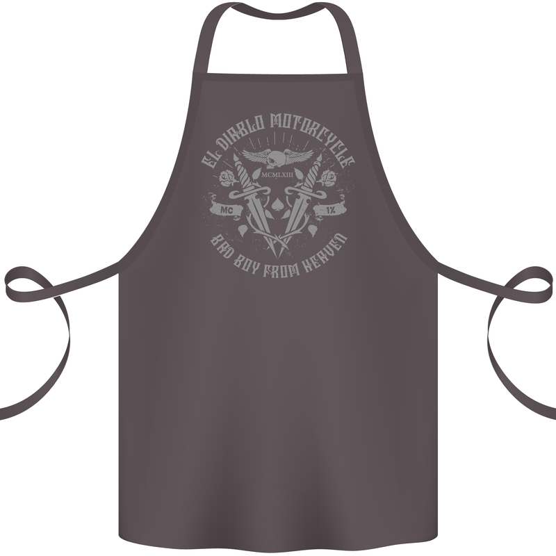 El Diablo Motorcycle Motorbike Biker Cotton Apron 100% Organic Dark Grey