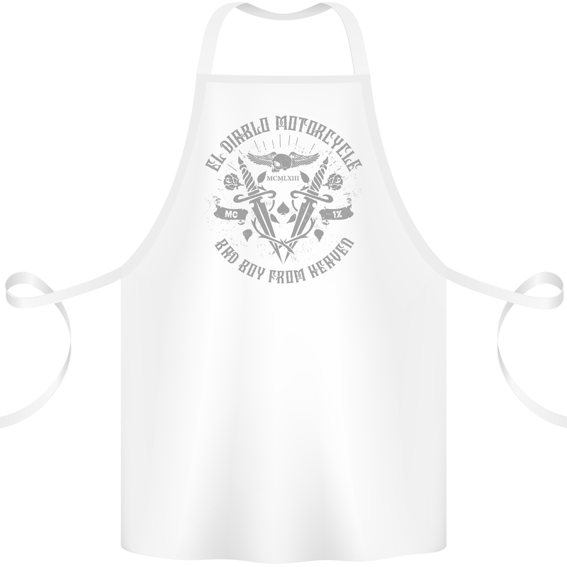 El Diablo Motorcycle Motorbike Biker Cotton Apron 100% Organic White