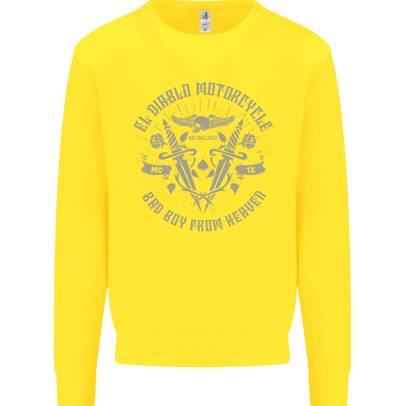 El Diablo Motorcycle Motorbike Biker Kids Sweatshirt Jumper Yellow