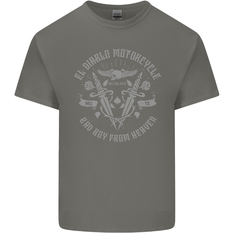 El Diablo Motorcycle Motorbike Biker Kids T-Shirt Childrens Charcoal