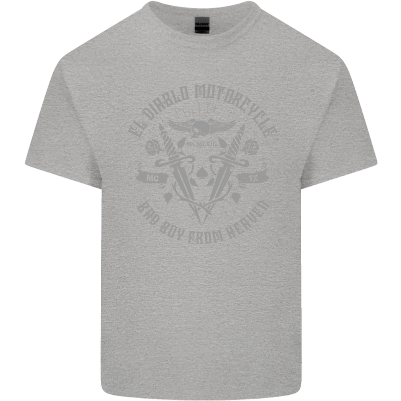 El Diablo Motorcycle Motorbike Biker Kids T-Shirt Childrens Sports Grey
