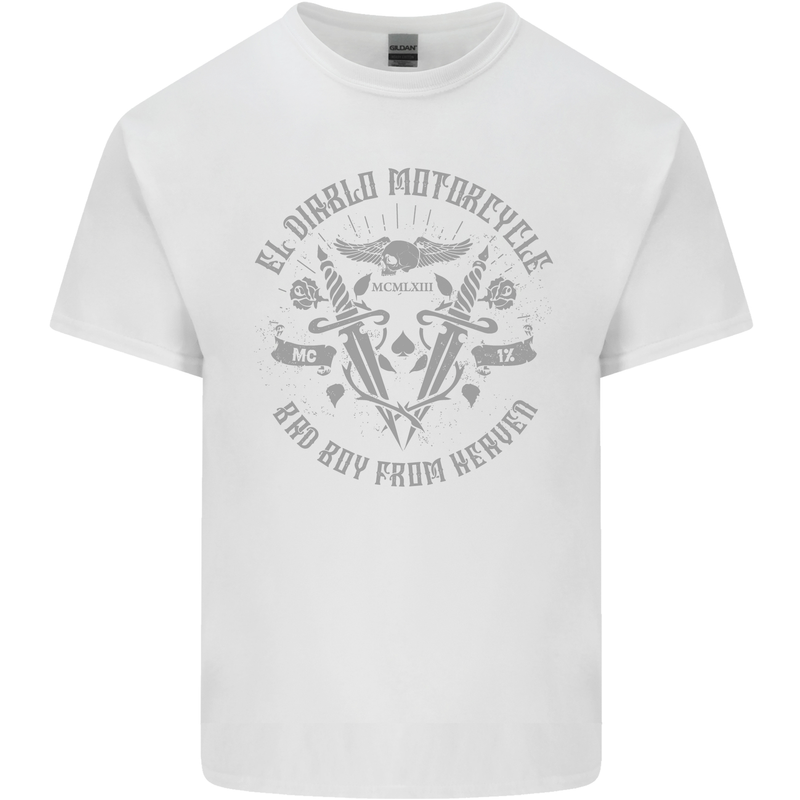 El Diablo Motorcycle Motorbike Biker Kids T-Shirt Childrens White