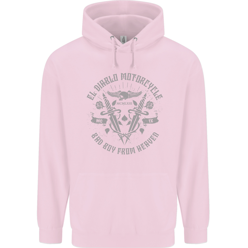 El Diablo Motorcycle Motorbike Biker Mens 80% Cotton Hoodie Light Pink
