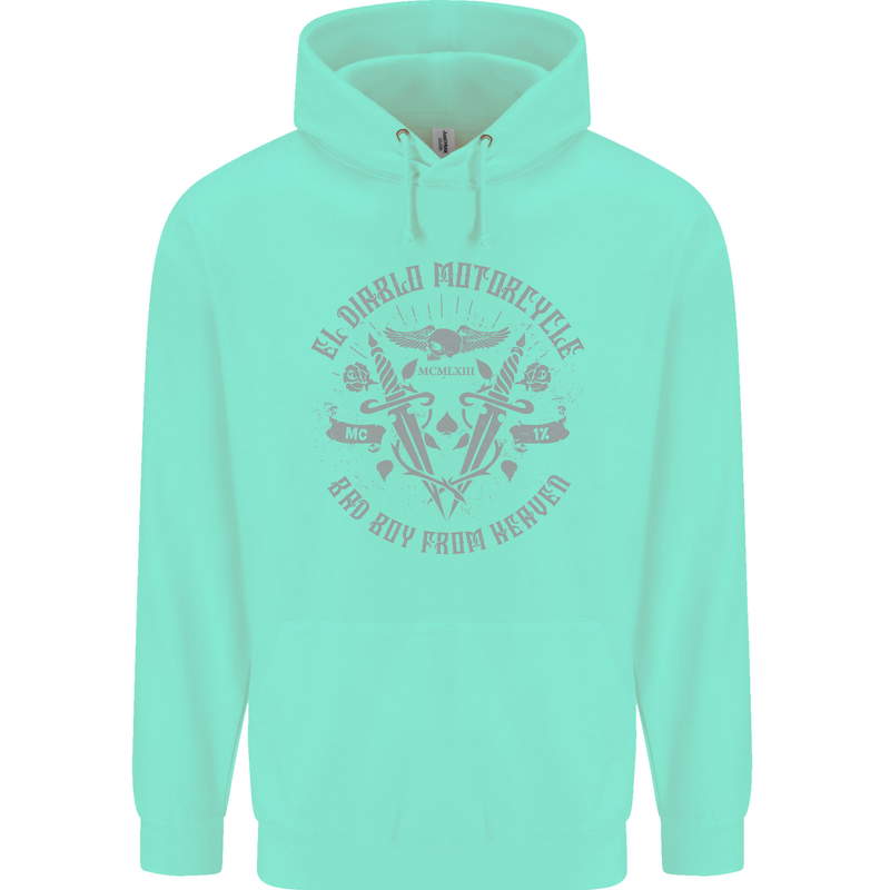 El Diablo Motorcycle Motorbike Biker Mens 80% Cotton Hoodie Peppermint