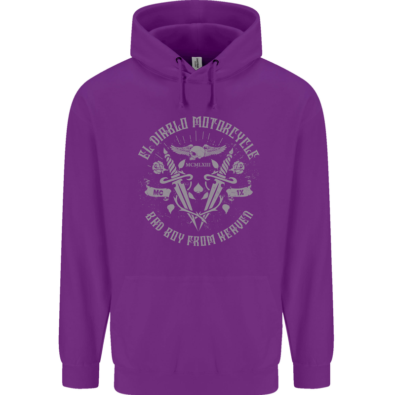 El Diablo Motorcycle Motorbike Biker Mens 80% Cotton Hoodie Purple