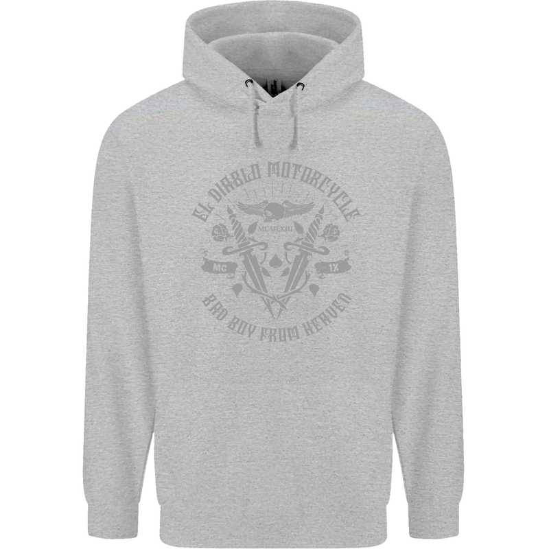 El Diablo Motorcycle Motorbike Biker Mens 80% Cotton Hoodie Sports Grey