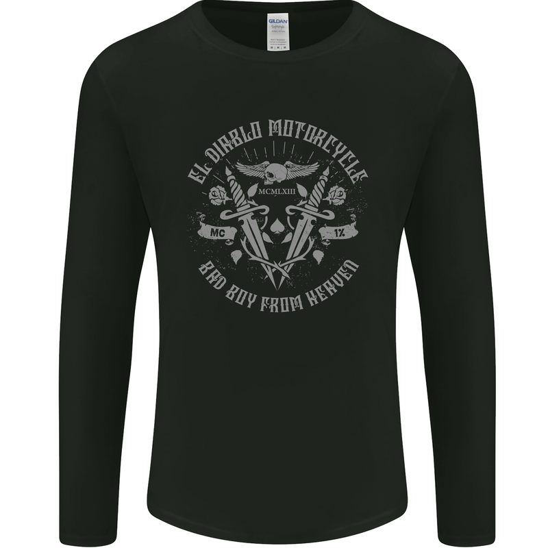 El Diablo Motorcycle Motorbike Biker Mens Long Sleeve T-Shirt Black