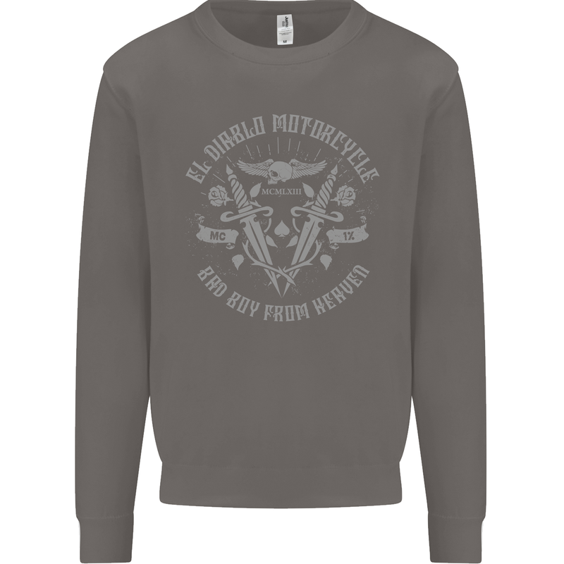 El Diablo Motorcycle Motorbike Biker Mens Sweatshirt Jumper Charcoal