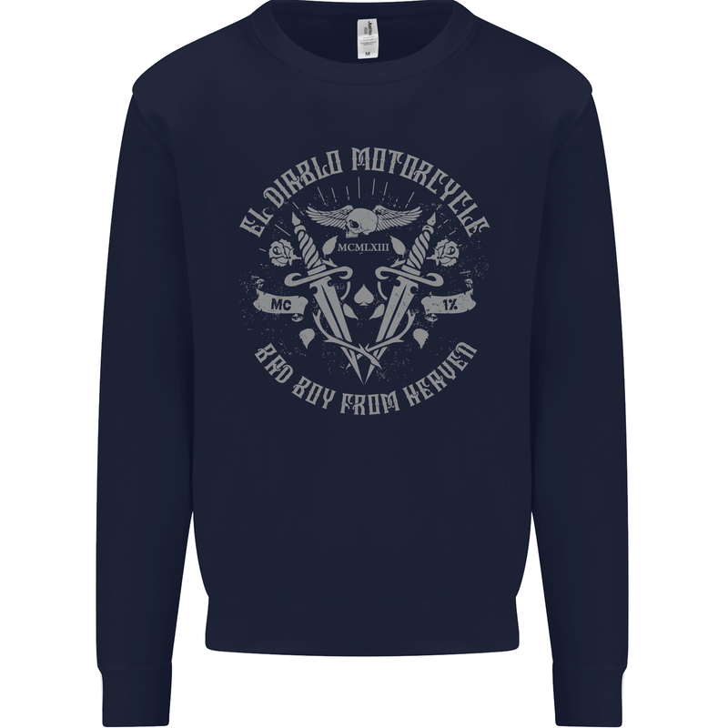 El Diablo Motorcycle Motorbike Biker Mens Sweatshirt Jumper Navy Blue