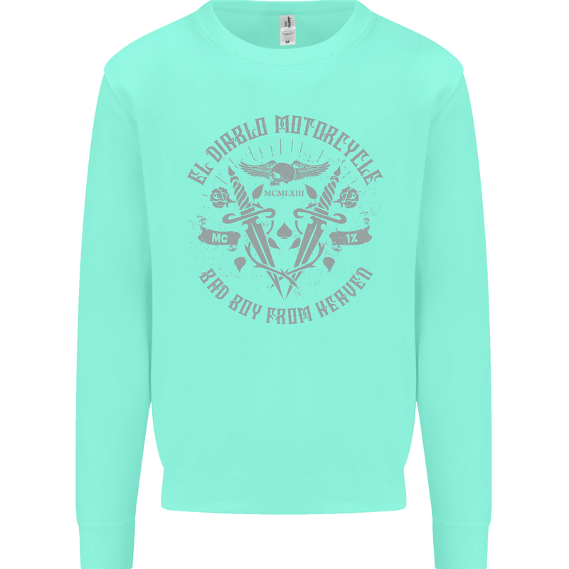 El Diablo Motorcycle Motorbike Biker Mens Sweatshirt Jumper Peppermint