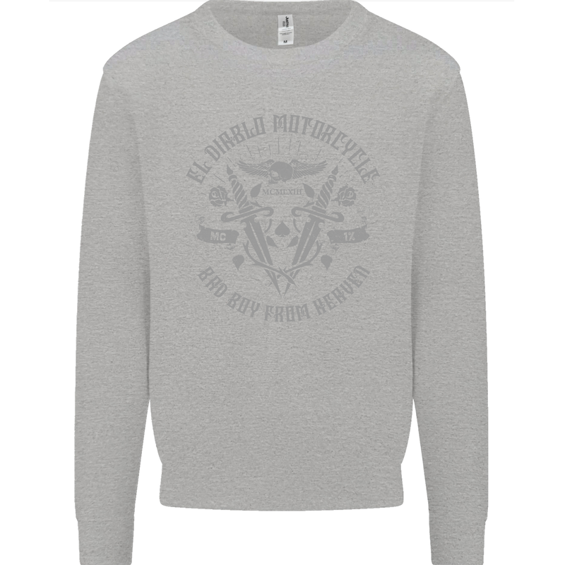 El Diablo Motorcycle Motorbike Biker Mens Sweatshirt Jumper Sports Grey