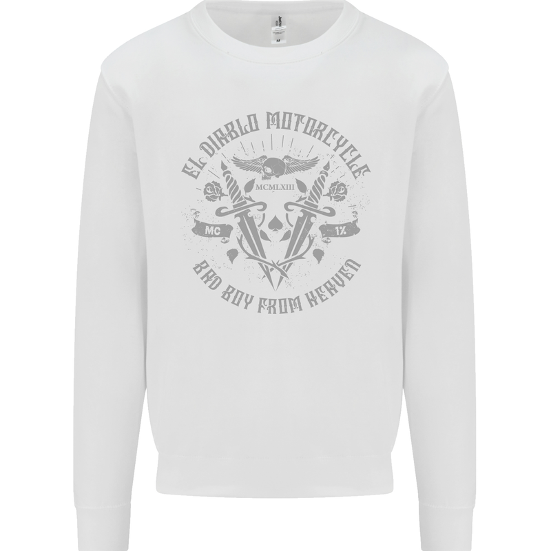 El Diablo Motorcycle Motorbike Biker Mens Sweatshirt Jumper White