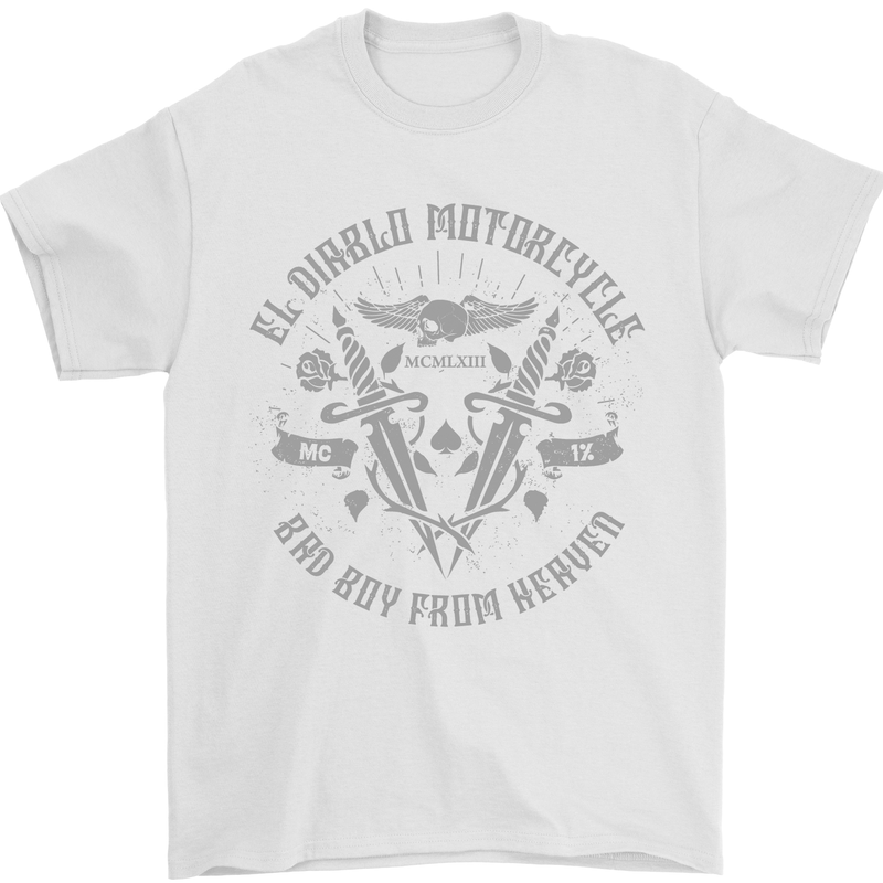 El Diablo Motorcycle Motorbike Biker Mens T-Shirt Cotton Gildan White