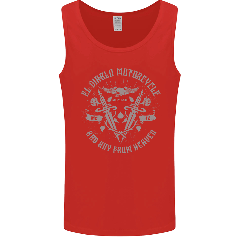 El Diablo Motorcycle Motorbike Biker Mens Vest Tank Top Red