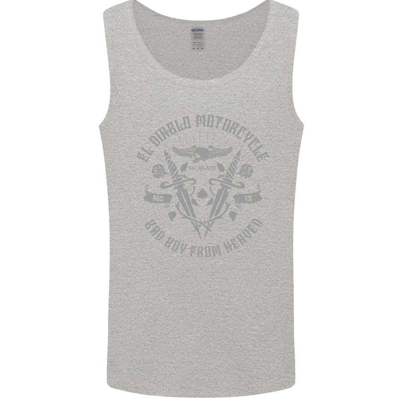 El Diablo Motorcycle Motorbike Biker Mens Vest Tank Top Sports Grey