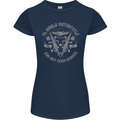 El Diablo Motorcycle Motorbike Biker Womens Petite Cut T-Shirt Navy Blue