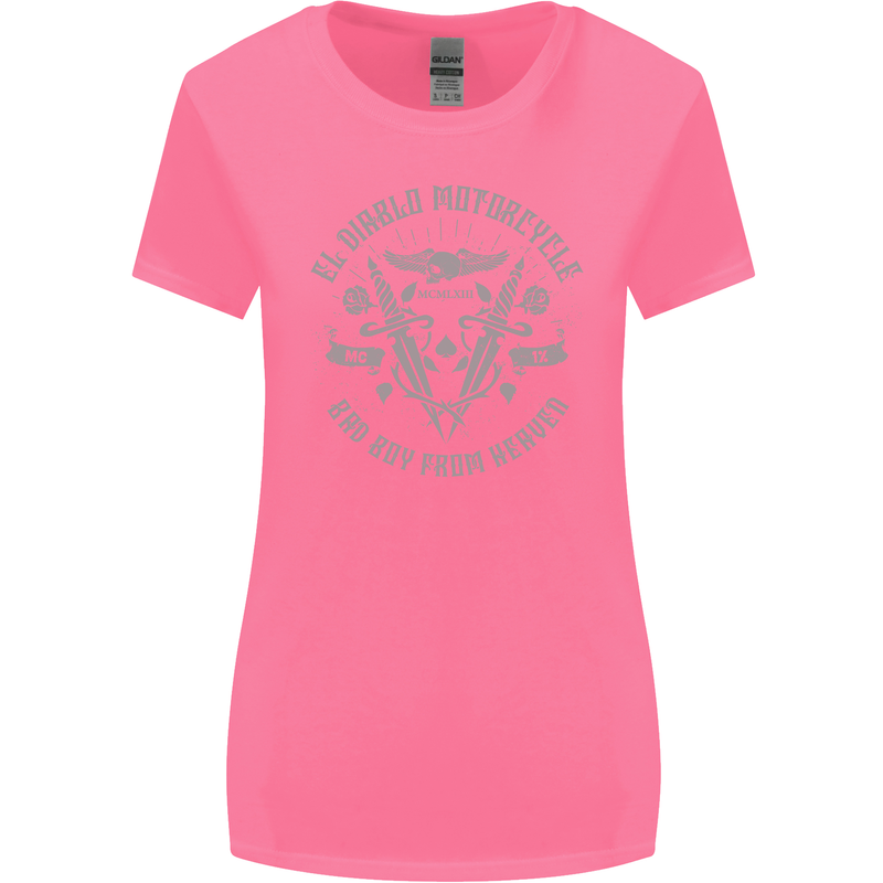 El Diablo Motorcycle Motorbike Biker Womens Wider Cut T-Shirt Azalea