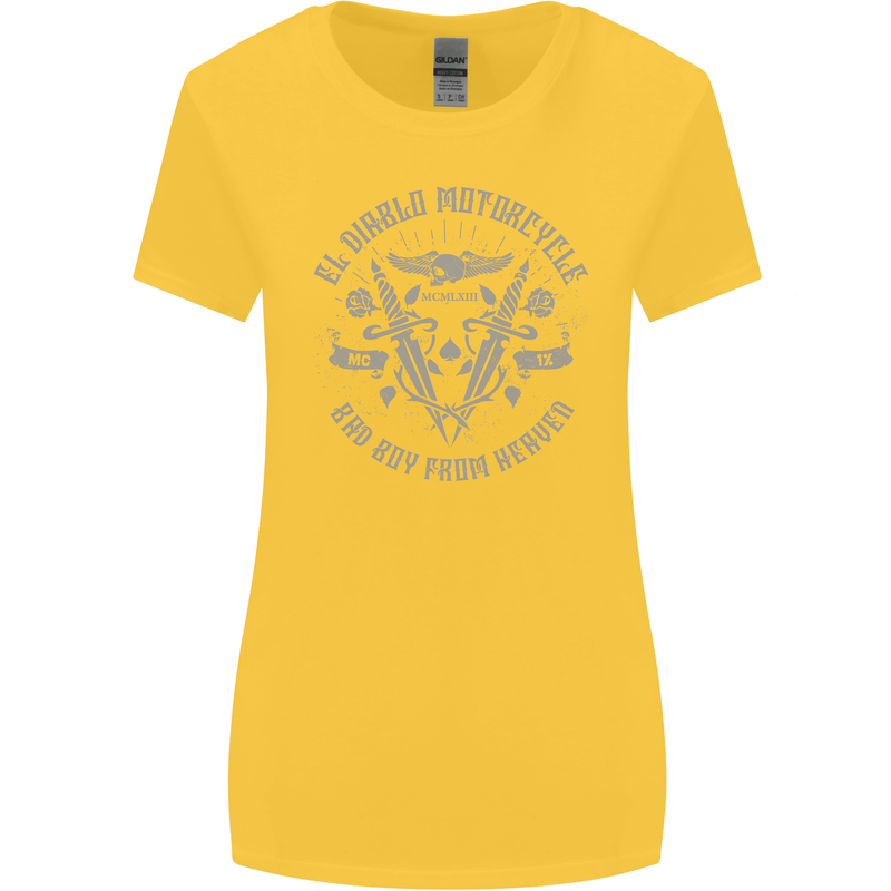 El Diablo Motorcycle Motorbike Biker Womens Wider Cut T-Shirt Yellow