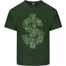 Electric Dollar Sign Bitcoin Mens Cotton T-Shirt Tee Top Forest Green