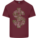 Electric Dollar Sign Bitcoin Mens Cotton T-Shirt Tee Top Maroon