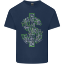 Electric Dollar Sign Bitcoin Mens Cotton T-Shirt Tee Top Navy Blue