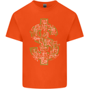 Electric Dollar Sign Bitcoin Mens Cotton T-Shirt Tee Top Orange