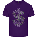 Electric Dollar Sign Bitcoin Mens Cotton T-Shirt Tee Top Purple
