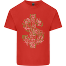 Electric Dollar Sign Bitcoin Mens Cotton T-Shirt Tee Top Red