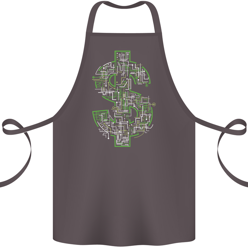 Electric Dollar Sign Crypto Cash Cotton Apron 100% Organic Dark Grey