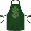 Electric Dollar Sign Crypto Cash Cotton Apron 100% Organic Forest Green