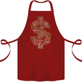 Electric Dollar Sign Crypto Cash Cotton Apron 100% Organic Maroon