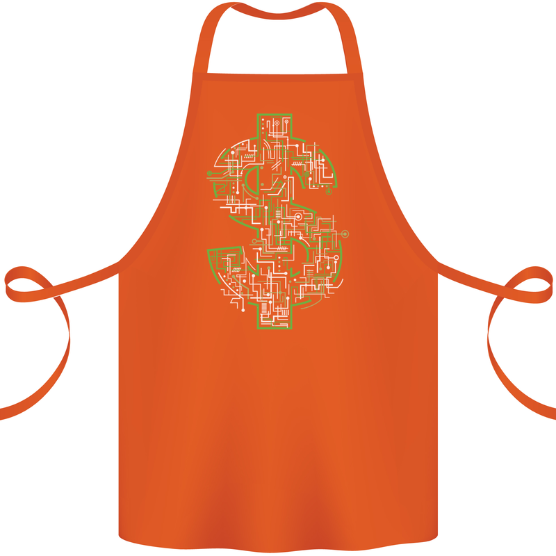 Electric Dollar Sign Crypto Cash Cotton Apron 100% Organic Orange