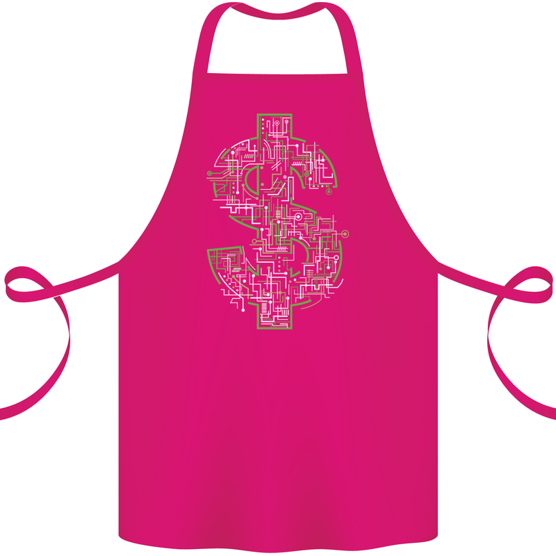 Electric Dollar Sign Crypto Cash Cotton Apron 100% Organic Pink