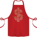 Electric Dollar Sign Crypto Cash Cotton Apron 100% Organic Red