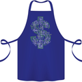 Electric Dollar Sign Crypto Cash Cotton Apron 100% Organic Royal Blue