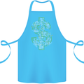 Electric Dollar Sign Crypto Cash Cotton Apron 100% Organic Turquoise