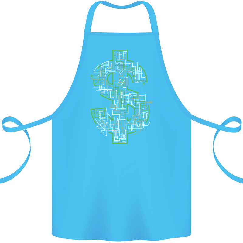 Electric Dollar Sign Crypto Cash Cotton Apron 100% Organic Turquoise