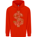 Electric Dollar Sign Crypto Cash Mens 80% Cotton Hoodie Bright Red