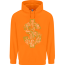 Electric Dollar Sign Crypto Cash Mens 80% Cotton Hoodie Orange