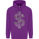 Electric Dollar Sign Crypto Cash Mens 80% Cotton Hoodie Purple