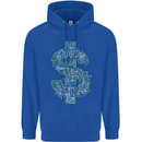 Electric Dollar Sign Crypto Cash Mens 80% Cotton Hoodie Royal Blue