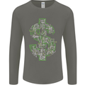 Electric Dollar Sign Crypto Cash Mens Long Sleeve T-Shirt Charcoal