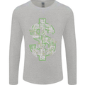 Electric Dollar Sign Crypto Cash Mens Long Sleeve T-Shirt Sports Grey